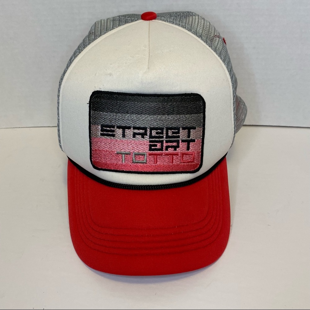 Totto Street Art Hat Mesh back, Adjustable, Red, White, Grey and Black